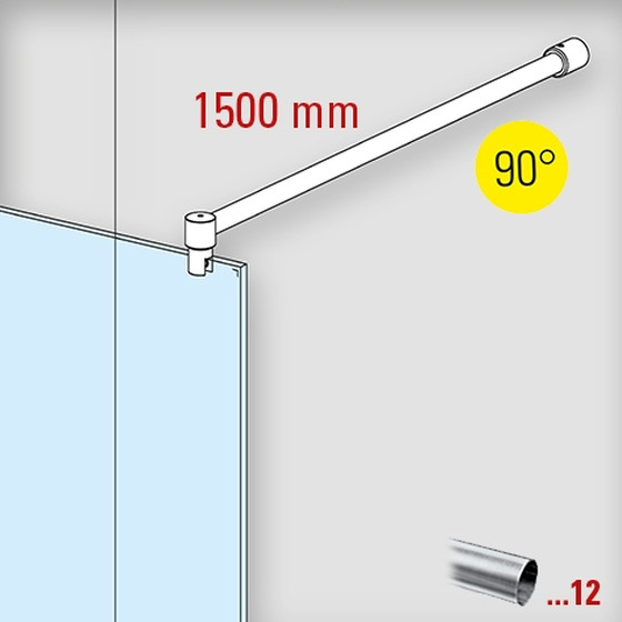 Duschwand-Stabilisationsset, Wandanschluss 90°,Ø 19 mm, L 1500 mm