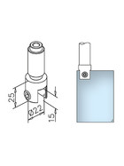 Rohrhalter, Rohr Ø 19,0x1,0mm, Glasklemme für Glasstärke 8-12 mm