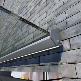 Glas-Vordach für Glas 17,52 mm VSG, silber eloxiert Breite: 2,50 m AKTIONS-SET