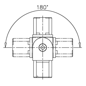 Rohrverbinder variabel -90°/+90° für Vierkantrohr
