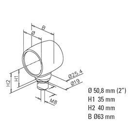 Kugelrohrverbinder mit 1 Abzw. 90°, Ø 50,8 mm (2 inch)