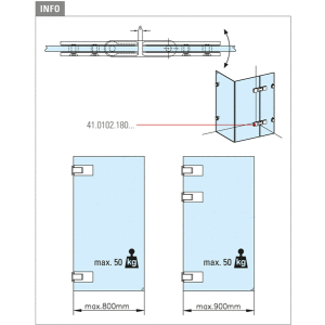 Türscharnier 180°  Glas-Glas-Montage für Glas 8-12 mm Chrom