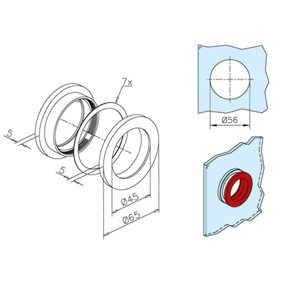 Offene Griffmuschel für Glastür für Glasstärke 8 - 12 mm