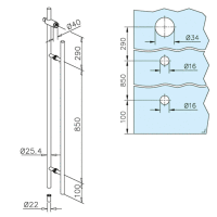 Türgriff Edelstahl-Design mit Schloss-System - zweiseitig für Glas 8 - 12 mm