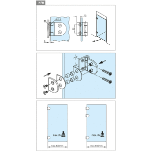 Glastür-Scharnier für Glas-Wand-Montage für Glasstärke 6 - 10 mm