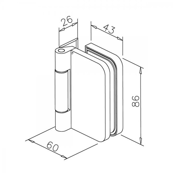 Glastür-Scharnier für Glas-Holzzarge-Montage für Glasstärke 8 - 10 mm