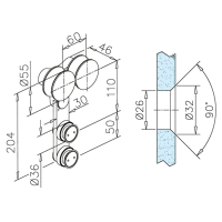 Doppel-Laufwagen 6103 für Glasschiebetür-System für Glas 8-12 mm