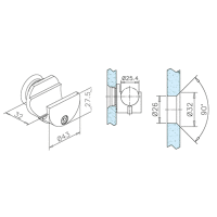 Laufrohrhalter 6110 Glas-Montage für Glasstärke 10-12 mm