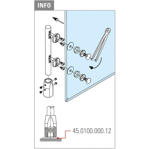 Glastür-Drehgelenk für Bodenmontage für Glasstärke 10 - 12 mm
