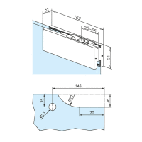 Glas-Schwingtür-Scharnier, Oberteil Zapfenaufnahme für Glasstärke 10 - 12 mm