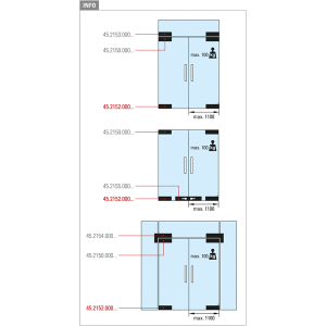 Glas-Schwingtür-Scharnier, Unterteil Federaufnahme für Glasstärke 10 - 12 mm