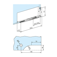 Glas-Schwingtür-Scharnier, Unterteil Federaufnahme für Glasstärke 10 - 12 mm