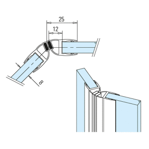 Magnetdichtung 135° (Paar), L 2500 mm für Glasstärke 8 mm