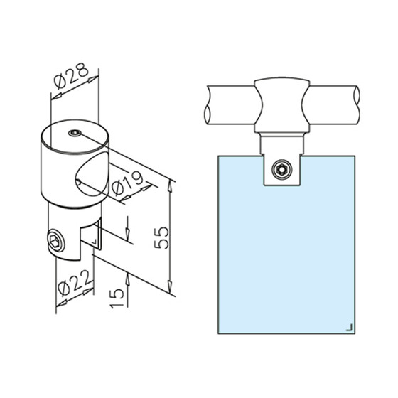 Rohrhalter, offen für Glasstärke 8-12 mm