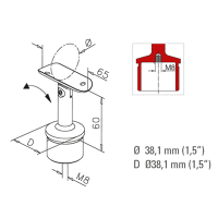 Rohrstütze variabel 20° - 90°, Ø 38,1 mm (1,5 inch)