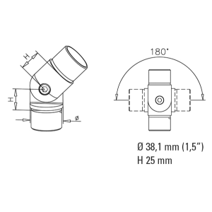 Rohrverbinder variabel, Ø 38,1 mm