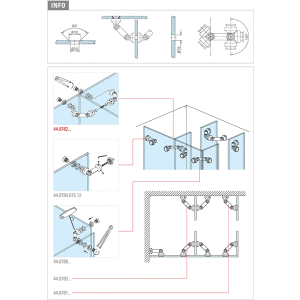 Glasverbinder-Set variabel, V2A Glas/Glas/Glas-Montage für Glasstärke 10 - 12 mm