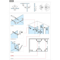 Glasverbinder-Set variabel, V2A Wand/Glas/Wand-Montage, für Glasstärke 10 - 12 mm