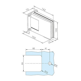 Türscharnier hydraulisch (Paar) 90°, Glas-Wandmontage für Glas 8 - 12 mm