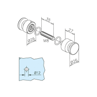 Türknopf zweiseitig für Glasstärke 8 - 12 mm Edelstahl-Design