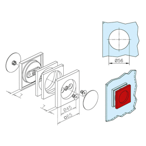 Griffmuschel für Glastür für Glasstärke 8 - 12 mm Chrom-Design