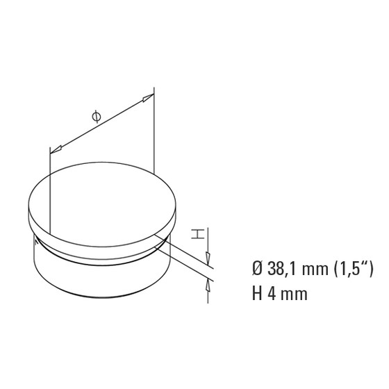 Endkappe flach für Rundrohr Ø 38,1 mm (1,5 inch)