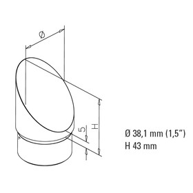 Endkappe 45° für Rundrohr Ø 38,1 mm (1,5 inch)
