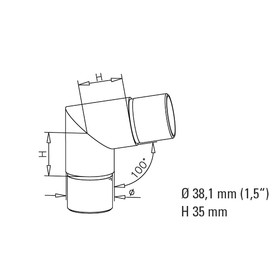 Rohrverbinder 80° für Rohr Ø 38,1 mm (1,5 inch)