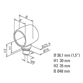 Kugelrohrverbinder mit 1 Abzw. 90°, Ø 38,1 mm (1,5 inch)