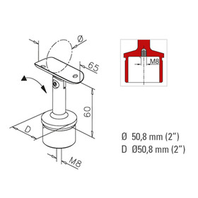 Rohrstütze variabel 20° - 90°, Ø 50,8 mm (2 inch)