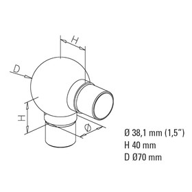 Kugelrohrverbinder 90°, Ø 38,1 mm (1,5 inch)