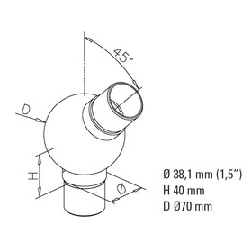 Kugelrohrverbinder 45°, Ø 38,1 mm (1,5 inch)