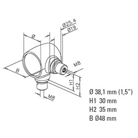 Kugelrohrverbinder mit 2 Abzw. 90°, Ø 38,1 mm (1,5 inch)