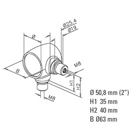 Kugelrohrverbinder mit 2 Abzw. 90°, Ø 50,8 mm (2 inch)